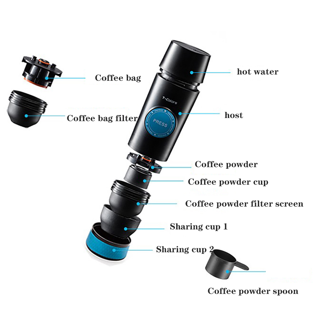 Mini Portable Coffee Machine 70ml Pressure Espresso Manual Handheld Coffee Maker for Car Travel Camping Hiking Home Office