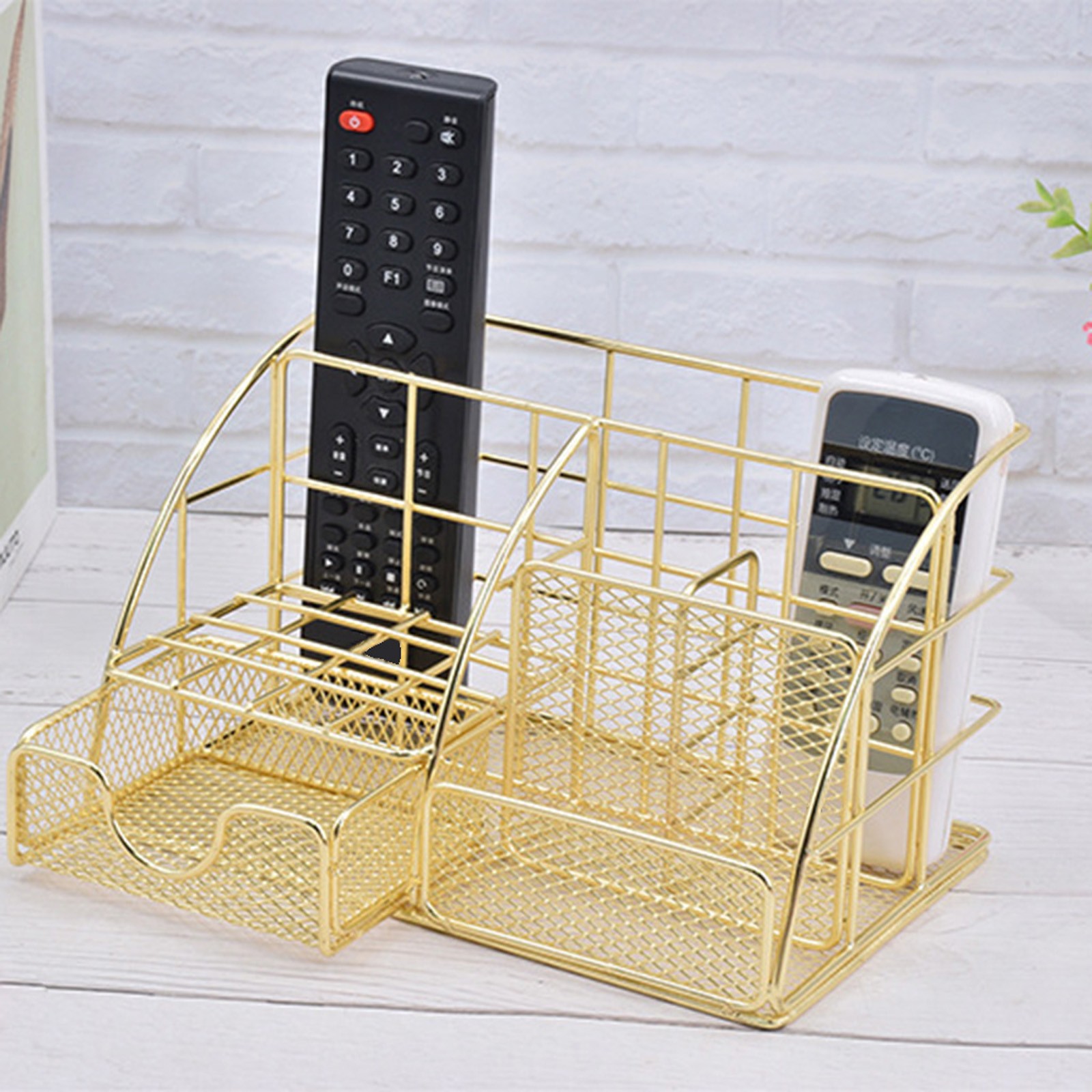 Desktop Storage Box Rose Gold Mesh Metal Office Supplies Accessories with Drawer for Home Office Makeup Organizer