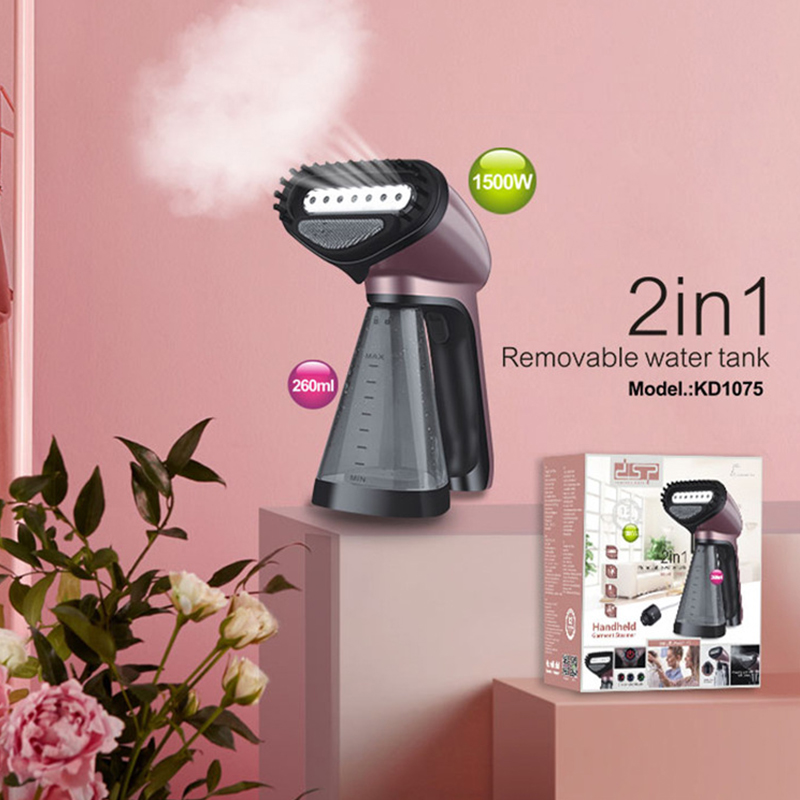1500W Fabrics Steamer for Clothes, Hand Held Portable Travel Garment Steamer, Metal Steam Head, 260ml Water Tank