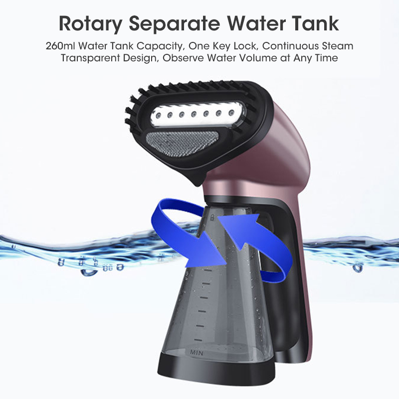 1500W Fabrics Steamer for Clothes, Hand Held Portable Travel Garment Steamer, Metal Steam Head, 260ml Water Tank