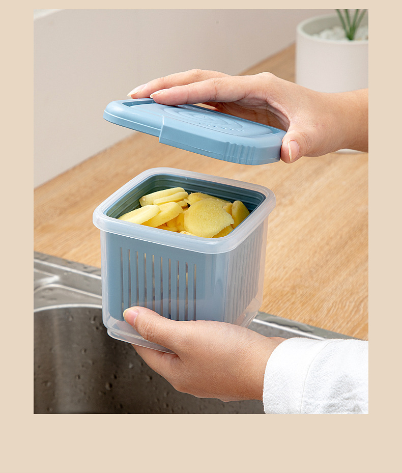 Refrigerator Organizer Kitchen Fridge Storage Box Drain Sealed Ginger Container Crisper Debris Fridge Storage Boxes Tray