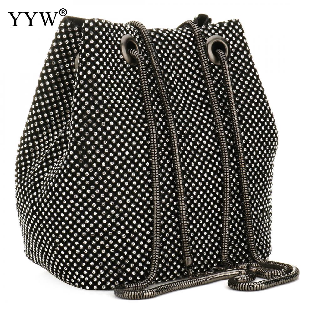 black Fashion Chain Shoulder Bag Evening Party Bucket Sequin Bag For Women 2020 Sliver Gold Purse girl Handbags Female dropship