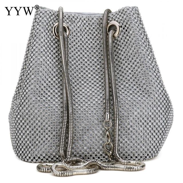 black Fashion Chain Shoulder Bag Evening Party Bucket Sequin Bag For Women 2020 Sliver Gold Purse girl Handbags Female dropship