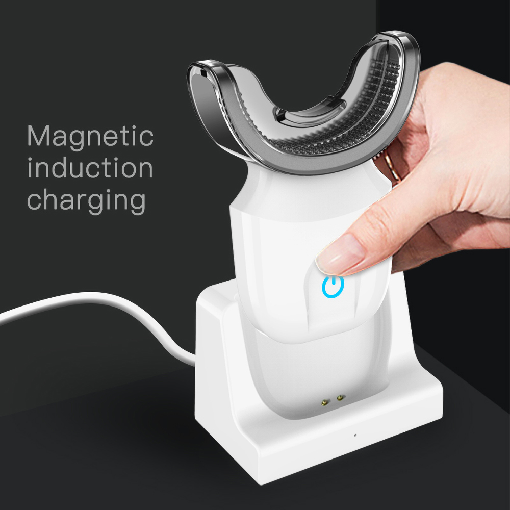 U-Shaped Electric Toothbrush Sonic Vibration Silicone Automatic Waterproof Blue Light Teeth Whitening Brush Food grade silicone