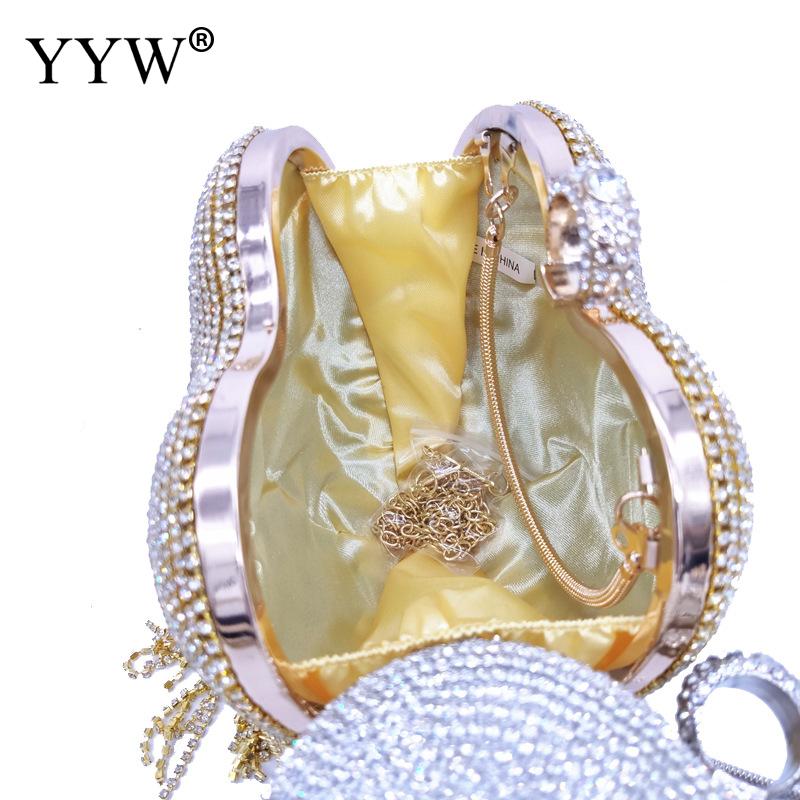 silver Heart Tassel Clutch Bag For Women 2020 luxury rainstone Evening Party Wedding Handbag Purse Metal Tote bridal Clutch