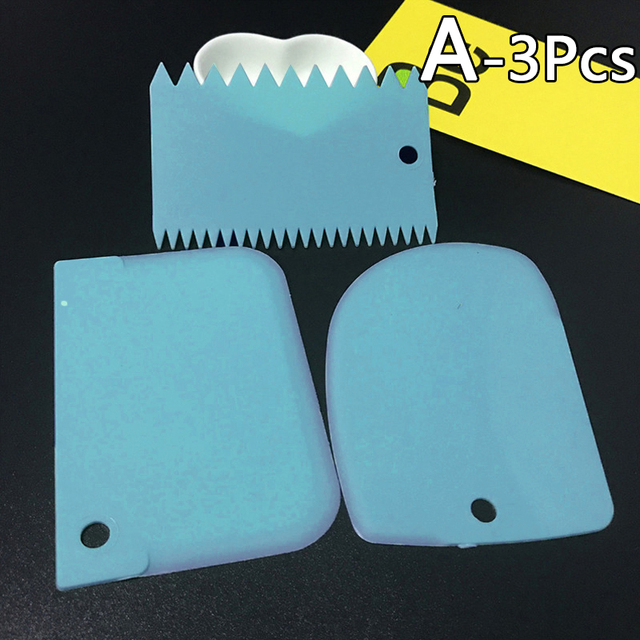 3Pcs Cream Scraper Irregular Teeth Edge Spatulas Dough Baking Scraper Fondant Cake Slicer Pastry Cutter Tool Kitchen Gadgets