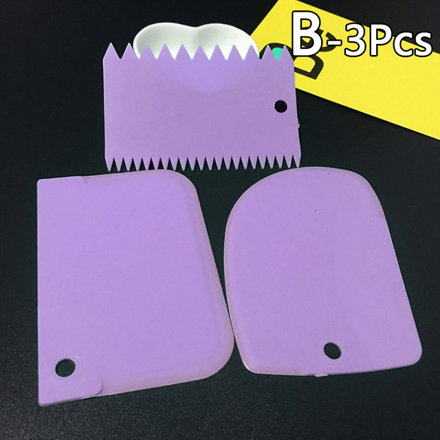 3Pcs Cream Scraper Irregular Teeth Edge Spatulas Dough Baking Scraper Fondant Cake Slicer Pastry Cutter Tool Kitchen Gadgets