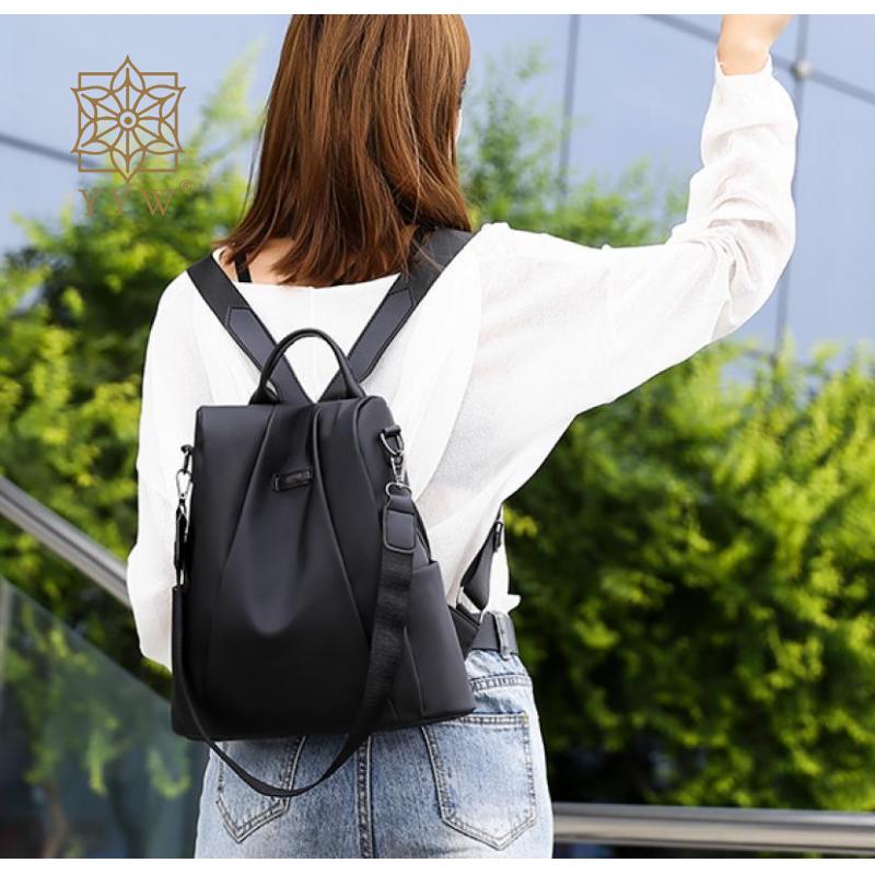 Lightweight Women'S Fabric Backpack Anti-Theft Waterproof Black Unisex Shoulder Bag Bagpack Travel Ultrathin Backpack Female