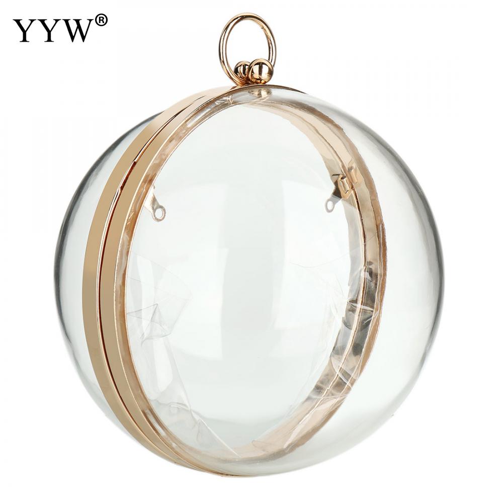 Clear Sac Transparent Femme Round Crossbody Bag Pvc Transparent Women Handbag 2021 New Ball Party Evening Bag White Gold Chain