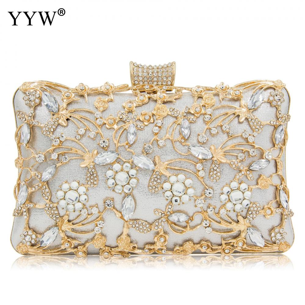 Women Rhinestone Clutch Bags gold purse Handbag Luxury Wedding Beaded elegant Crystal Evening Bag Diamond silver Shoulder Bags
