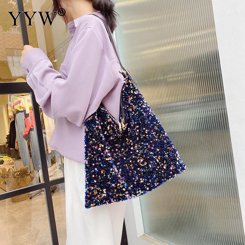Glitter Sequin Shoulder Bag Fashion Leisure Armpit Bag Y2k Shopping Women'S Branded Trending Shoulder Handbags Large Totes 2022