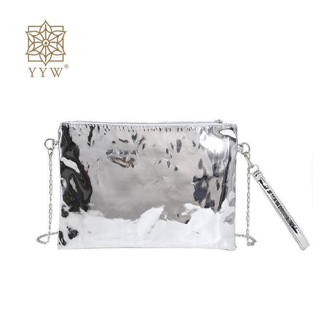 Party Bag Pvc Envelope Clutch Bag With Chain Purple Lacquer Finish Clutch Bag Women Chain Shoulder Crossbody Party Purse Bolsa