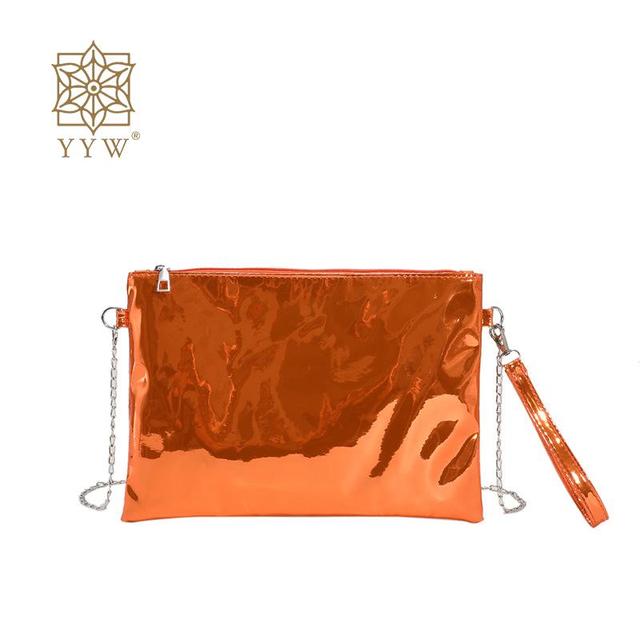 Party Bag Pvc Envelope Clutch Bag With Chain Purple Lacquer Finish Clutch Bag Women Chain Shoulder Crossbody Party Purse Bolsa