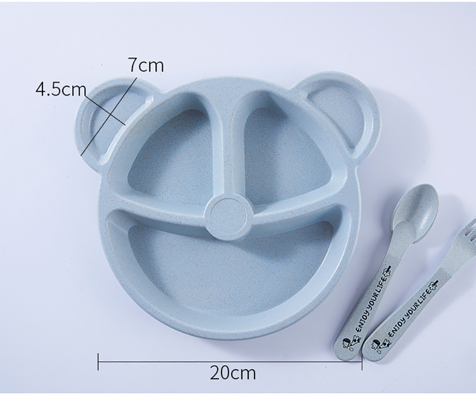 Baby Eating Bowl+Fork+Spoon Food Feeding Kids Cartoons Bear Baby Dishes Anti-Hot Dining Training Plate Children Dinnerware Set