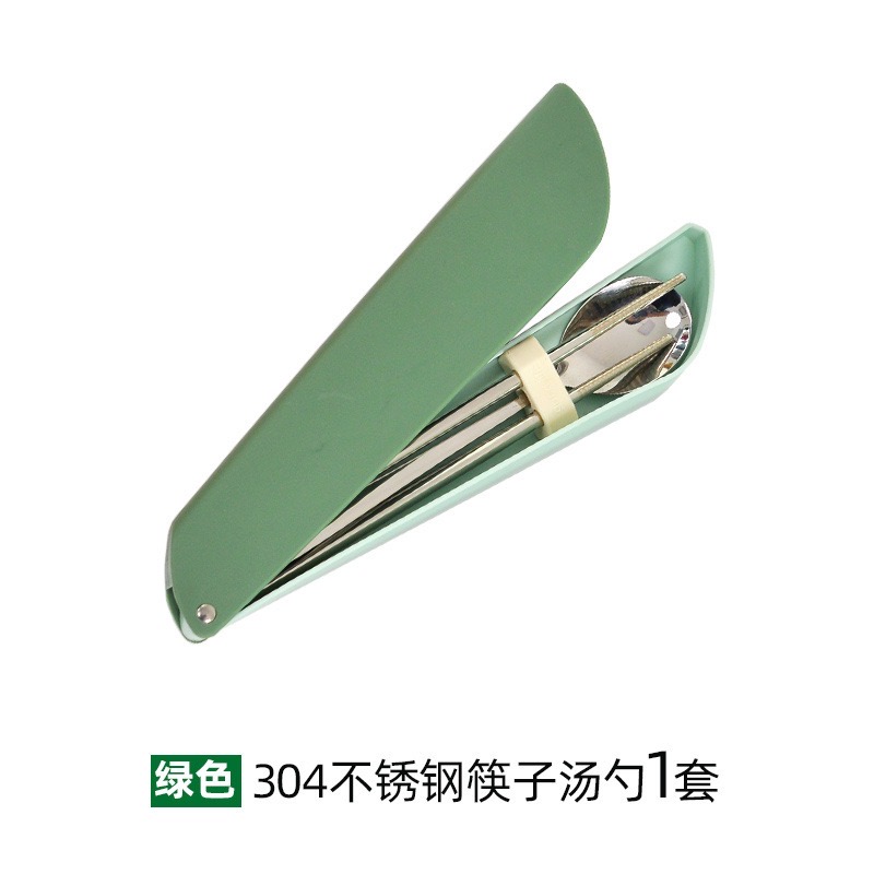 Korean Stainless Steel Food Chopsticks Spoon Set Long Handle Flat Non-Slip Chopsticks Dessert Spoon Dinnerware Set With Box