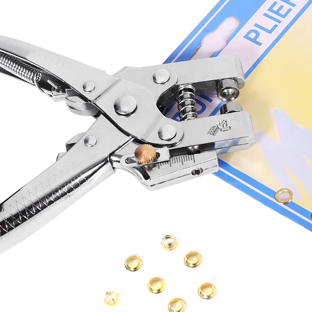 Eyelet Hole Punch Pliers Hole Puncher with 100pcs Eyelets Manual Puncher Press Tool Grommets Grommet Eyelet Hole Opening Tool