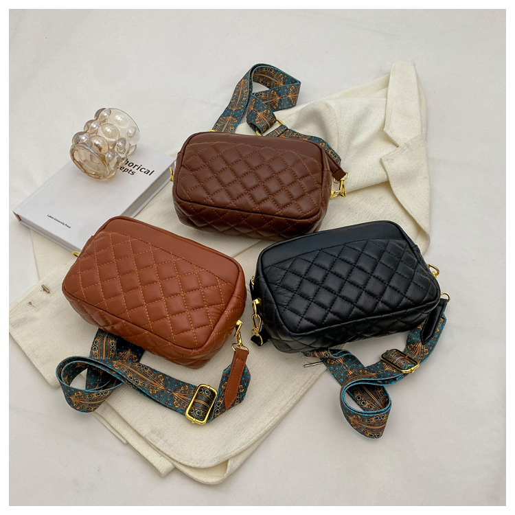 Wide Fabric Strap Women Crossbody Bags Solid Ladies Handbags Luxury Square Women Bags Shoulder Crossbody Sling Bags for Femele