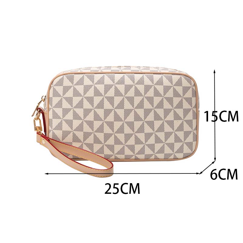 Fashion Plaid Women's Clutch Handbags Luxury Designer Pouch Wrist Strap Clutch Bags For Women Pu Leather Hand Purse Bag