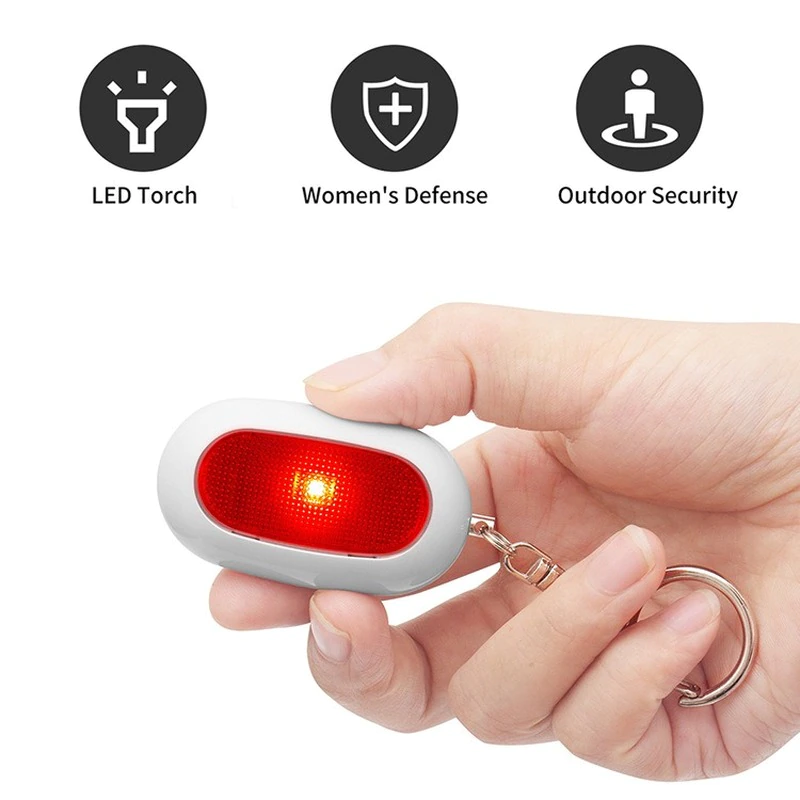 Outdoor portable personal alarm Self Defense Siren Safety Alarm for Women Keychain with  LED Light Personal Self Alarm Personal Security Keychain Alarm