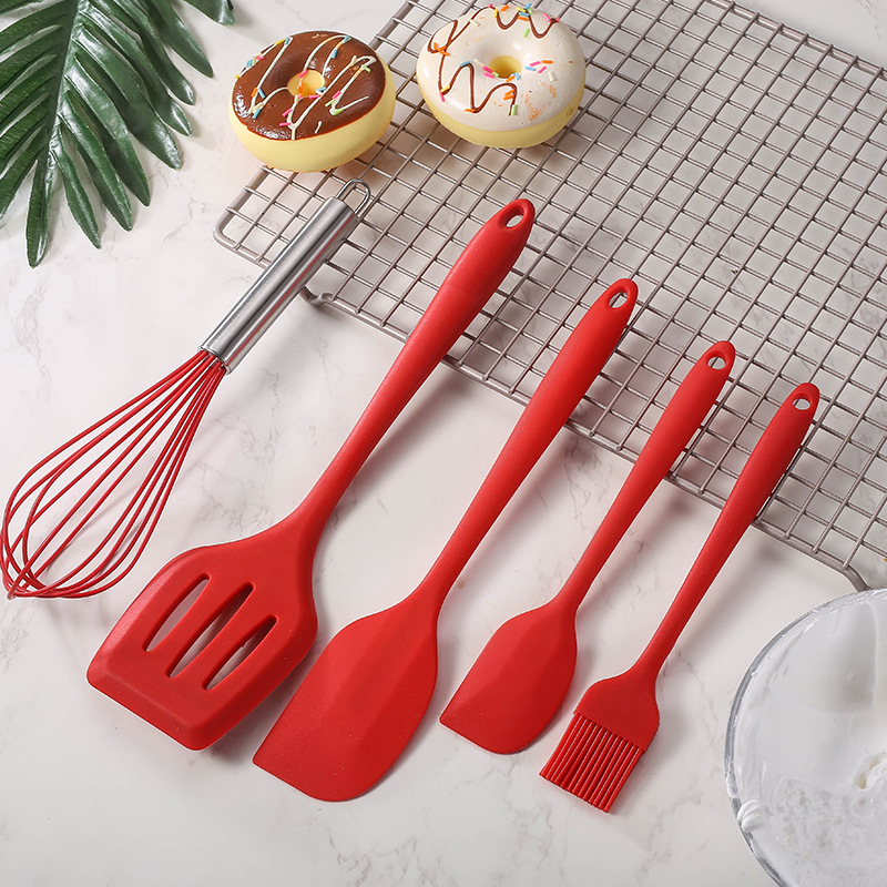 5pcs Silicone Baking Tool Egg Whisk Spatula Brush Set Kitchen Utensil Kitchenware for Cooking Baking Mixing Kitchen Accessories