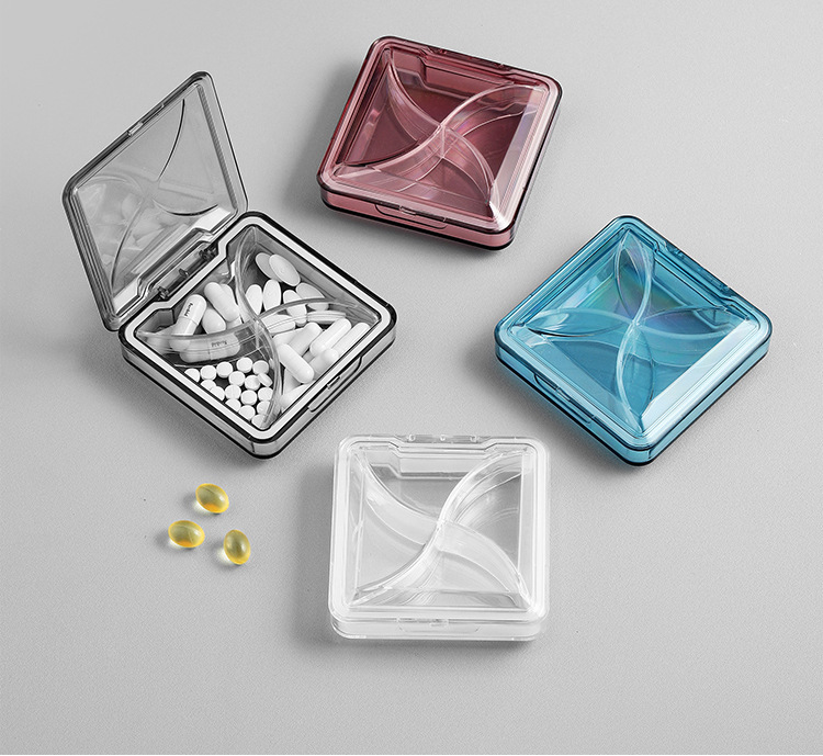 4 Grids Travel Portable Mini Medicine Pill Box Plastic Storage Container Pill Case for Tablets Small Pillbox Organizer Bottle