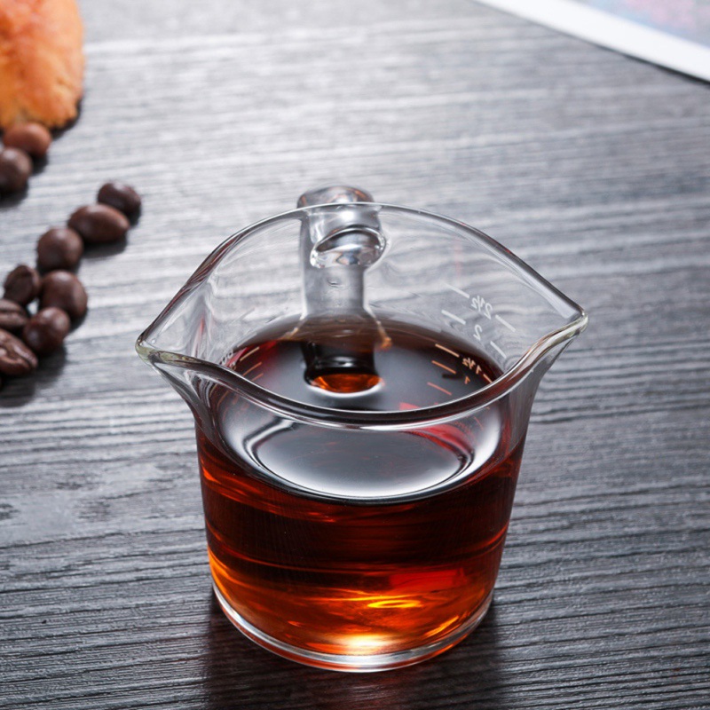 2022 Heat-resisting Glass Espresso Measuring Cup Double/Single Mouth Glass Milk Jug with Handle Glass Scale Measure Mugs