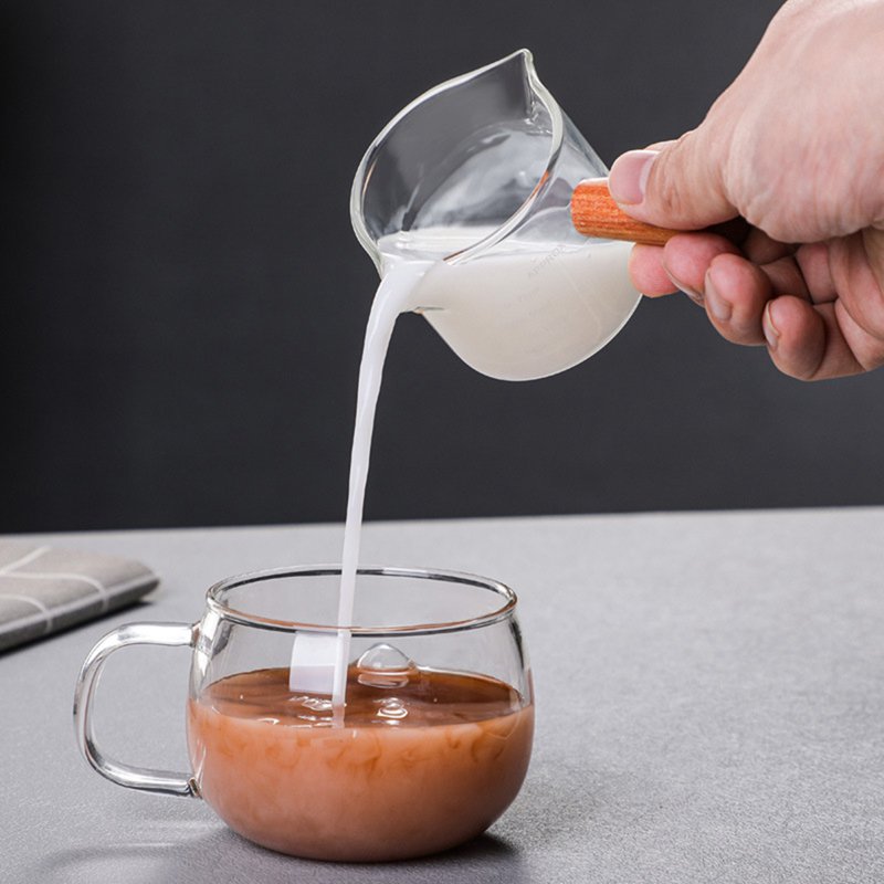 2022 Heat-resisting Glass Espresso Measuring Cup Double/Single Mouth Glass Milk Jug with Handle Glass Scale Measure Mugs