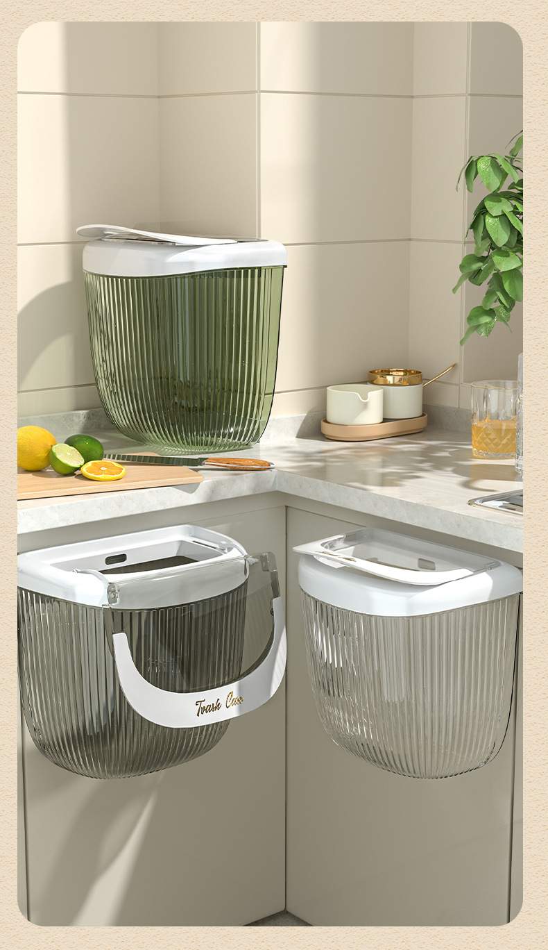 New Wall Mounted Hanging Trash Bin for Kitchens Cabinet Door with Lid Kitchen Trashs Bin Garbage Cans Counter Bins Trash Can