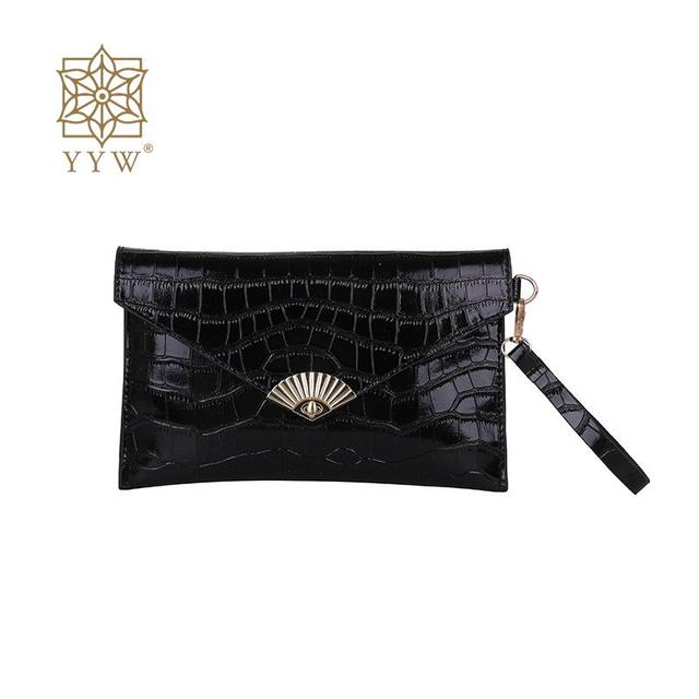 Silver Clutch Bag Women Simple Ladies Clutch Pu Leather Envelope Clutch Bags Leather Crocodile Grain Pattern Purse Hand Bags