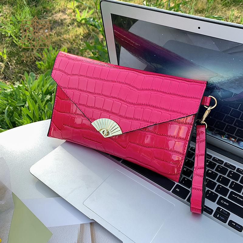 Silver Clutch Bag Women Simple Ladies Clutch Pu Leather Envelope Clutch Bags Leather Crocodile Grain Pattern Purse Hand Bags