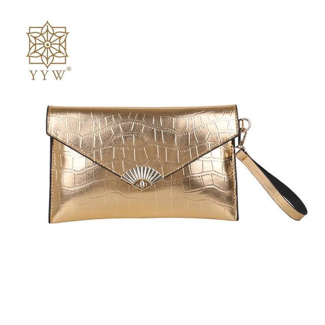 Silver Clutch Bag Women Simple Ladies Clutch Pu Leather Envelope Clutch Bags Leather Crocodile Grain Pattern Purse Hand Bags