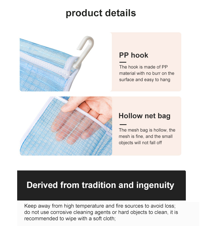 Storage Mesh Bag Portable Seasoning Food Snacks Net Bag Double Compartment Hanging Bag Onion and Potato Storage Bag