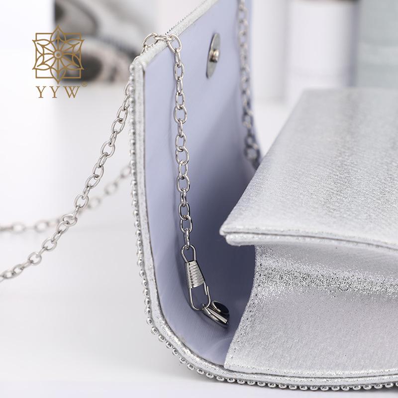 Rhinestone Silver Clutch Bag With Chain Diamond Crystal Party Handbags For Women Shoulder Evening Bags Women Wedding Handbag