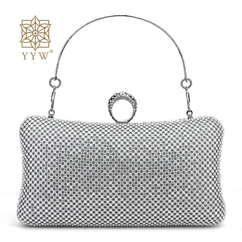 Gold Evening Bags Women Ladies Clutch Luxury Rhinestone Purses And Handbags Female Chain Bling Shoulder Cocktail Clutch Purse