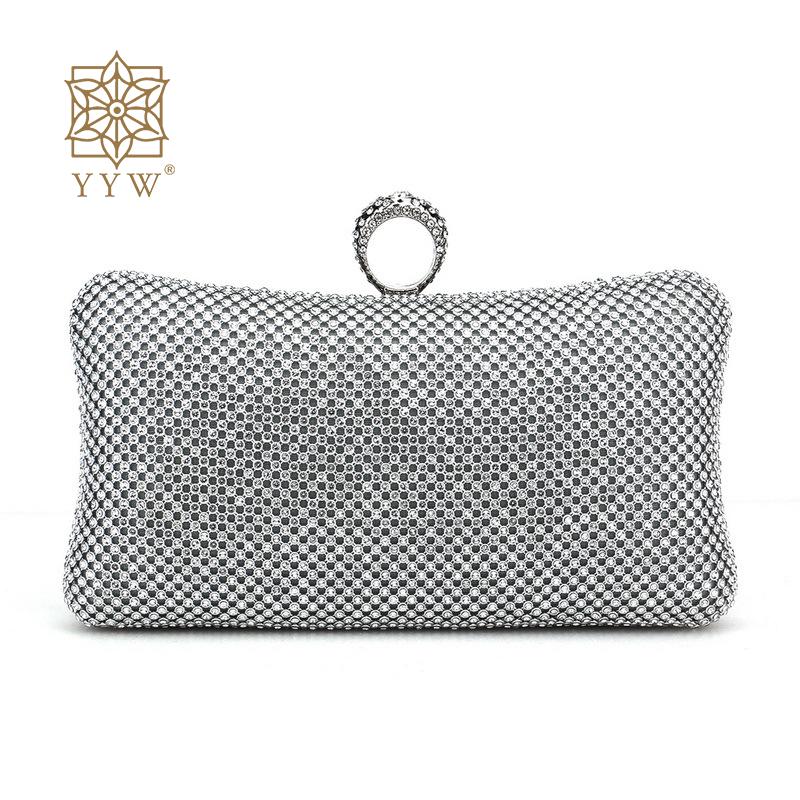 Gold Evening Bags Women Ladies Clutch Luxury Rhinestone Purses And Handbags Female Chain Bling Shoulder Cocktail Clutch Purse
