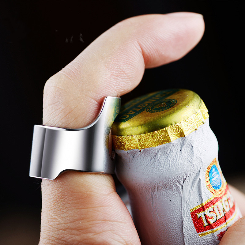 Multi Function Colorful Finger Ring-Shape Opener Can Wine Beer Lid  Bottle Opener Stainless Steel Can Beer Kitchen Accessories