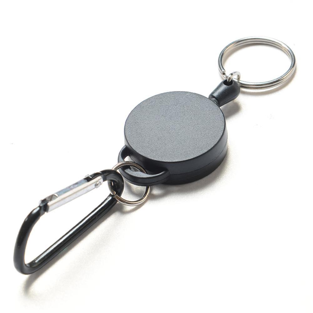 1pcs Outdoor Climbing Buckle Telescopic Wire Rope Keychain Anti-theft Steel Wire Rope Buckle Retractable Key Ring Camping Tools
