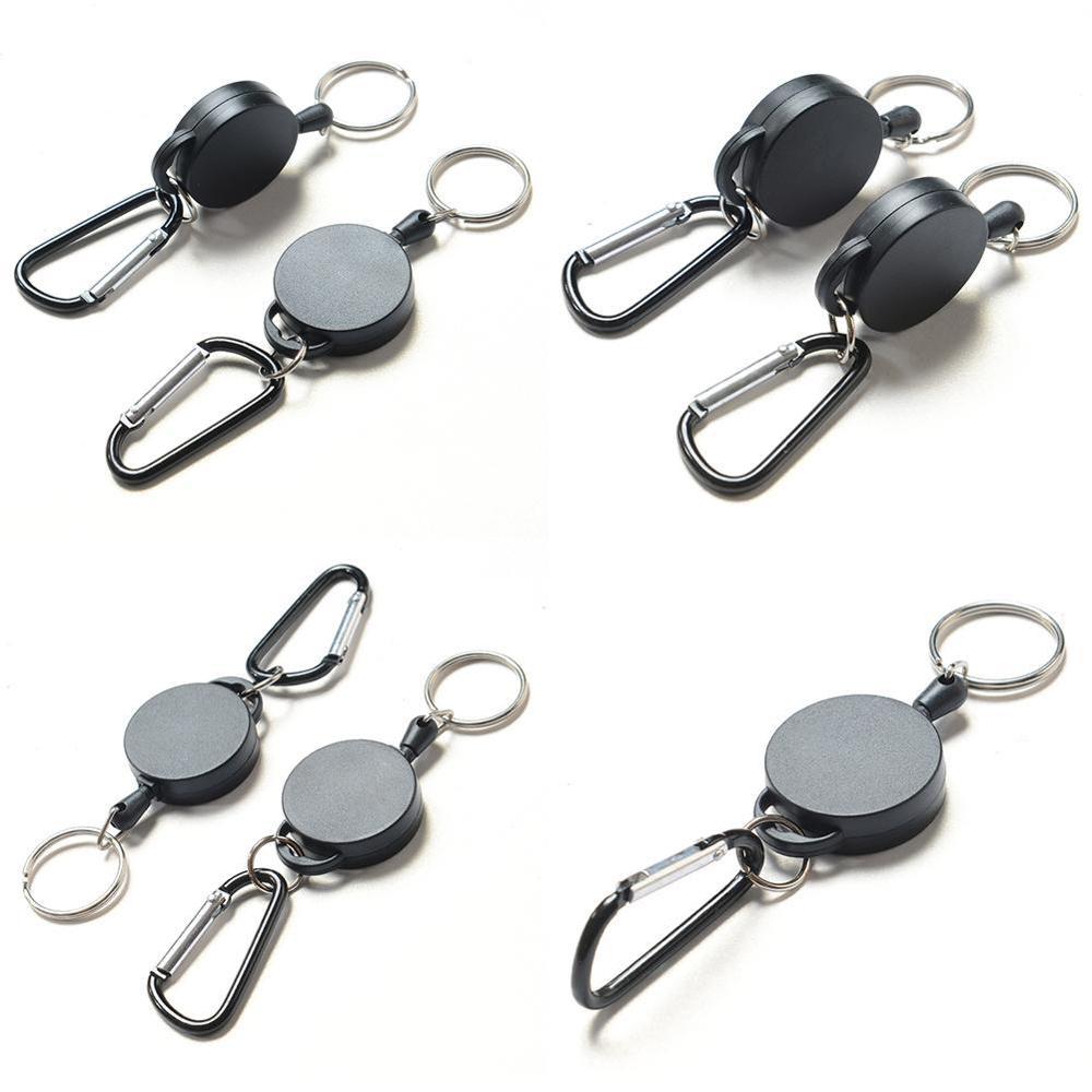1pcs Outdoor Climbing Buckle Telescopic Wire Rope Keychain Anti-theft Steel Wire Rope Buckle Retractable Key Ring Camping Tools