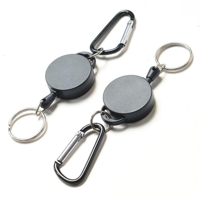 1pcs Outdoor Climbing Buckle Telescopic Wire Rope Keychain Anti-theft Steel Wire Rope Buckle Retractable Key Ring Camping Tools