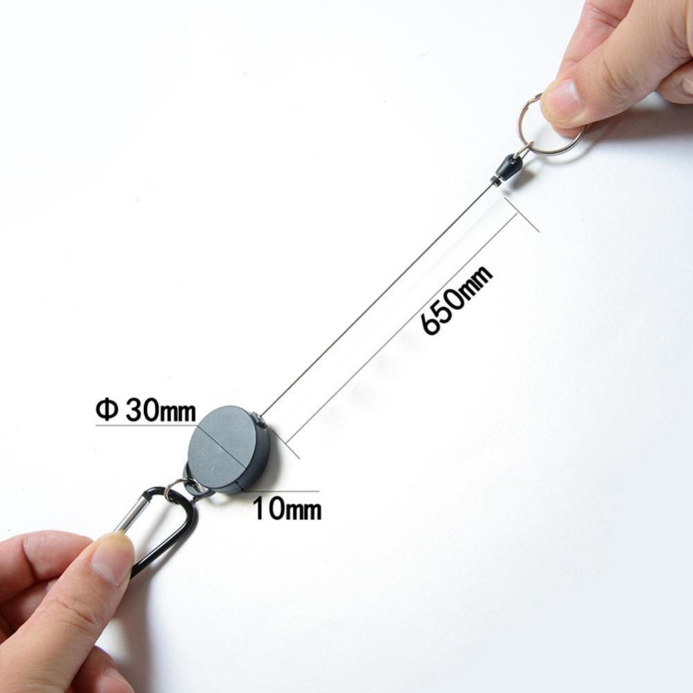 1pcs Outdoor Climbing Buckle Telescopic Wire Rope Keychain Anti-theft Steel Wire Rope Buckle Retractable Key Ring Camping Tools