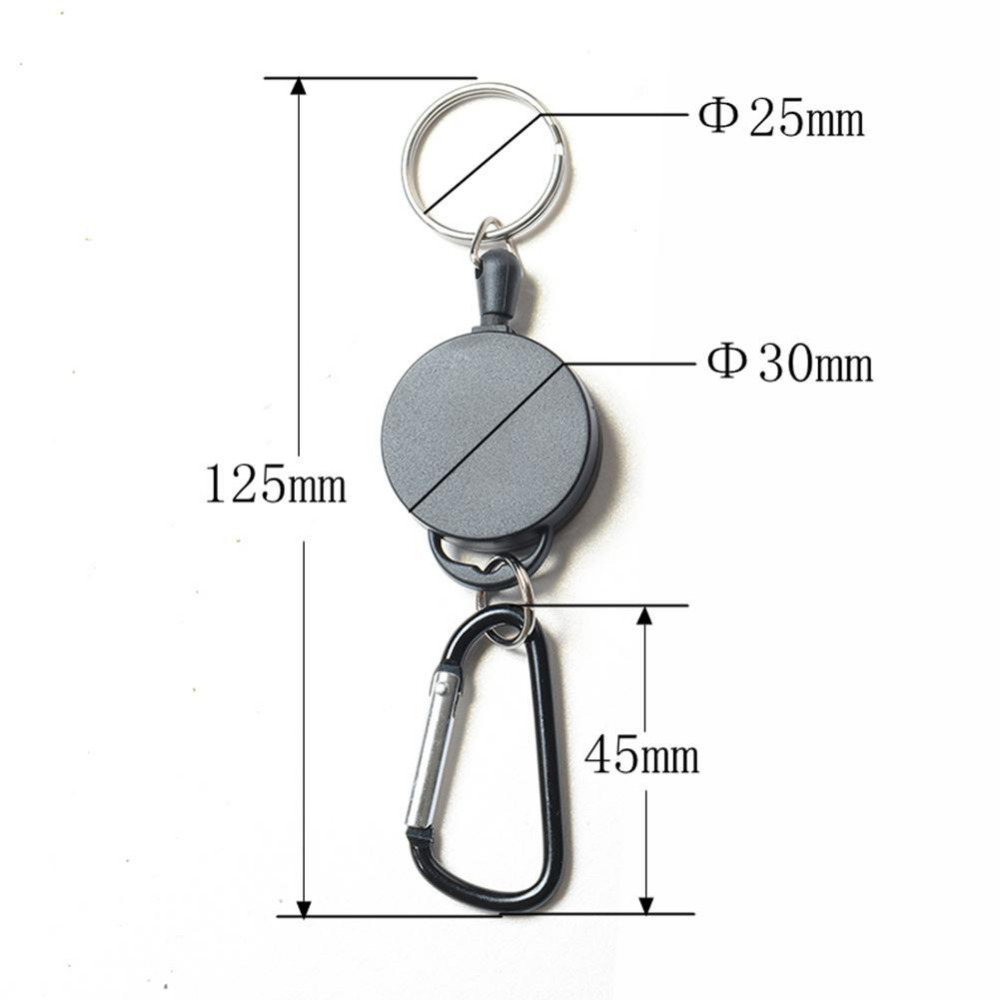 1pcs Outdoor Climbing Buckle Telescopic Wire Rope Keychain Anti-theft Steel Wire Rope Buckle Retractable Key Ring Camping Tools