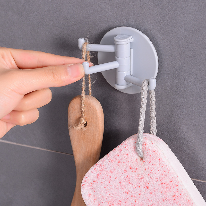 Kitchen bathroom wall hook Adhesive Multifunctional seamless 3-branch rotating hook home plain hook nail-free Sticky Hook Tool