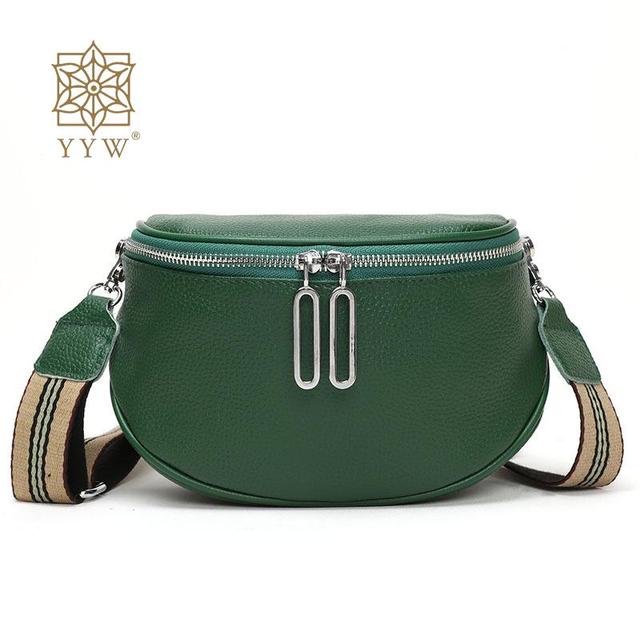 Cowhide Saddle Crossbody Bag Green Retro Casual Women Totes Shoulder Bags Female Lichee Pattern Trending Shoulder Handbags