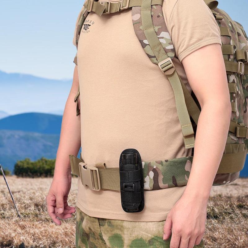 Outdoor Hiking 360 Degree Rotatable Flashlight Pouch Holster Waist Bag for Belt Torch Cover Hunting Lighting Survival Kits