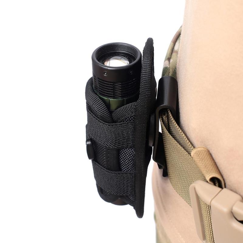 Outdoor Hiking 360 Degree Rotatable Flashlight Pouch Holster Waist Bag for Belt Torch Cover Hunting Lighting Survival Kits