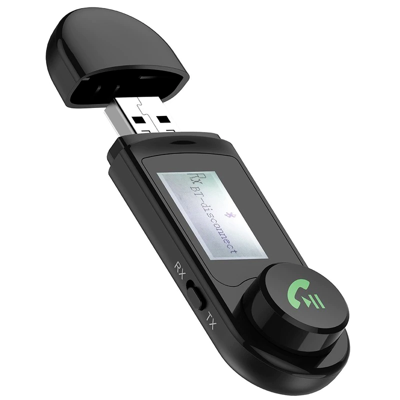 Bluetooth audio receiving and transmitting two-in-one Car Wireless Bluetooth Receiver USB Music Audio Transmitter Bluetooth with Display 3.5mm Aux Bluetooth 5.0 Car Hands-Free