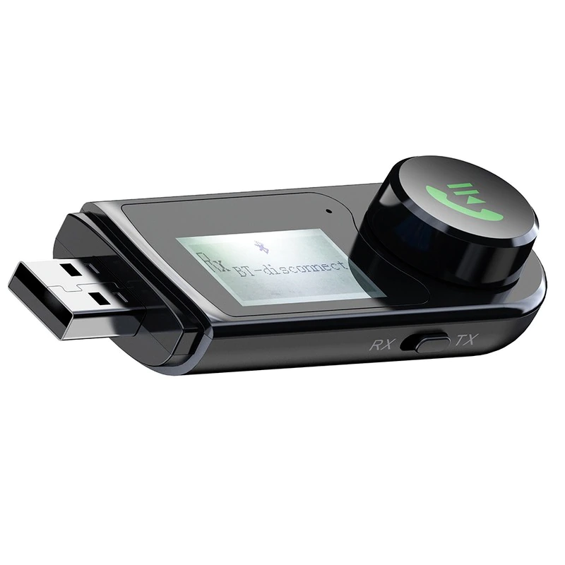 Bluetooth audio receiving and transmitting two-in-one Car Wireless Bluetooth Receiver USB Music Audio Transmitter Bluetooth with Display 3.5mm Aux Bluetooth 5.0 Car Hands-Free
