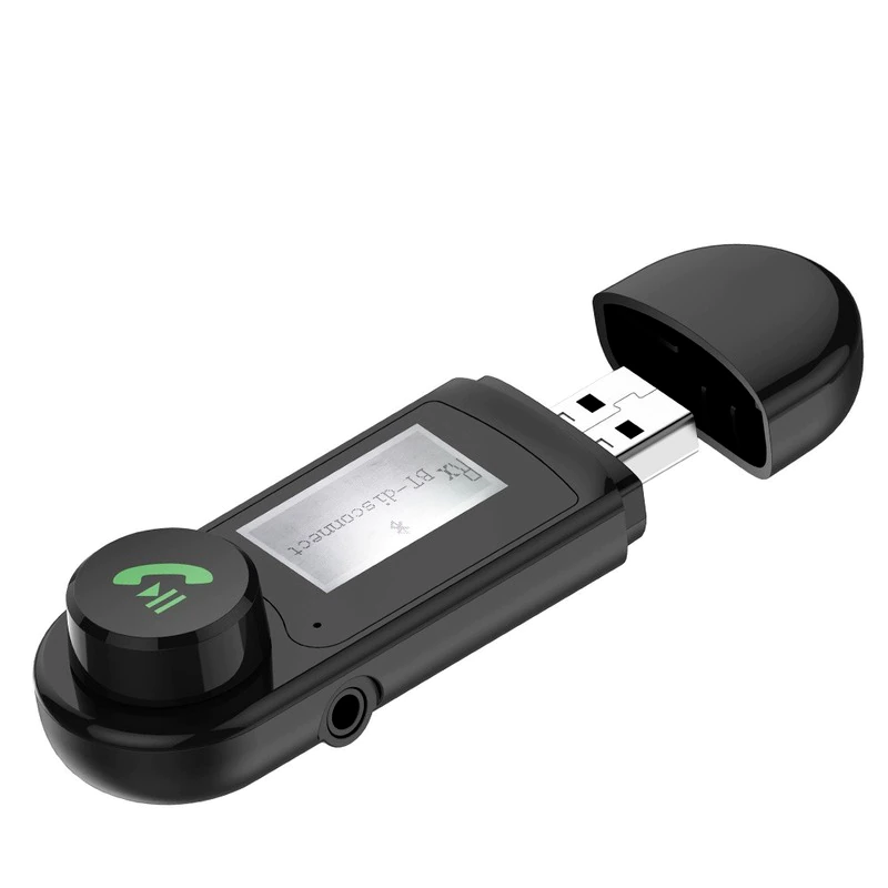 Bluetooth audio receiving and transmitting two-in-one Car Wireless Bluetooth Receiver USB Music Audio Transmitter Bluetooth with Display 3.5mm Aux Bluetooth 5.0 Car Hands-Free