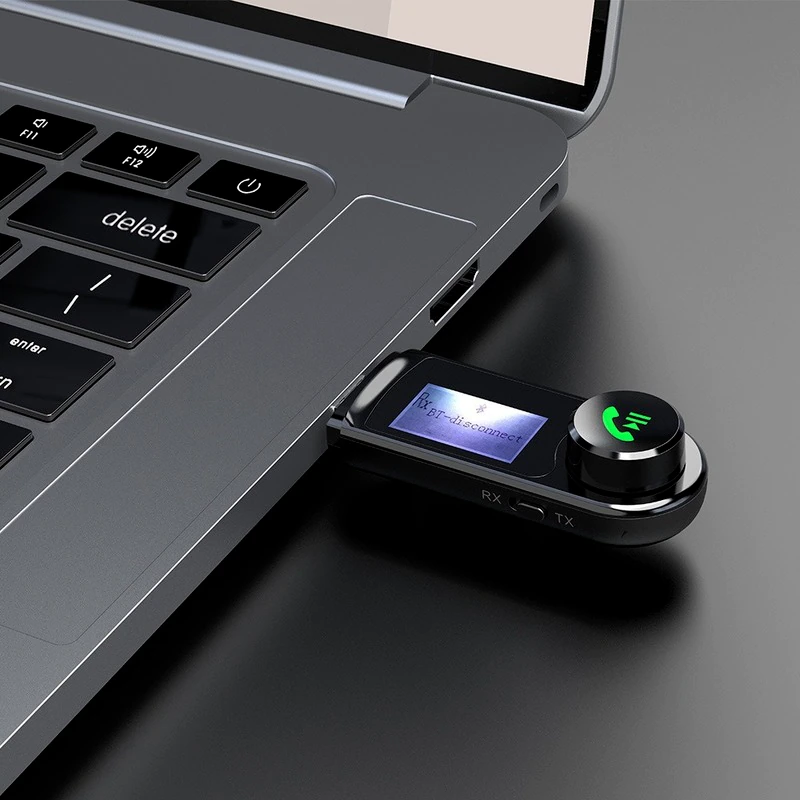 Bluetooth audio receiving and transmitting two-in-one Car Wireless Bluetooth Receiver USB Music Audio Transmitter Bluetooth with Display 3.5mm Aux Bluetooth 5.0 Car Hands-Free