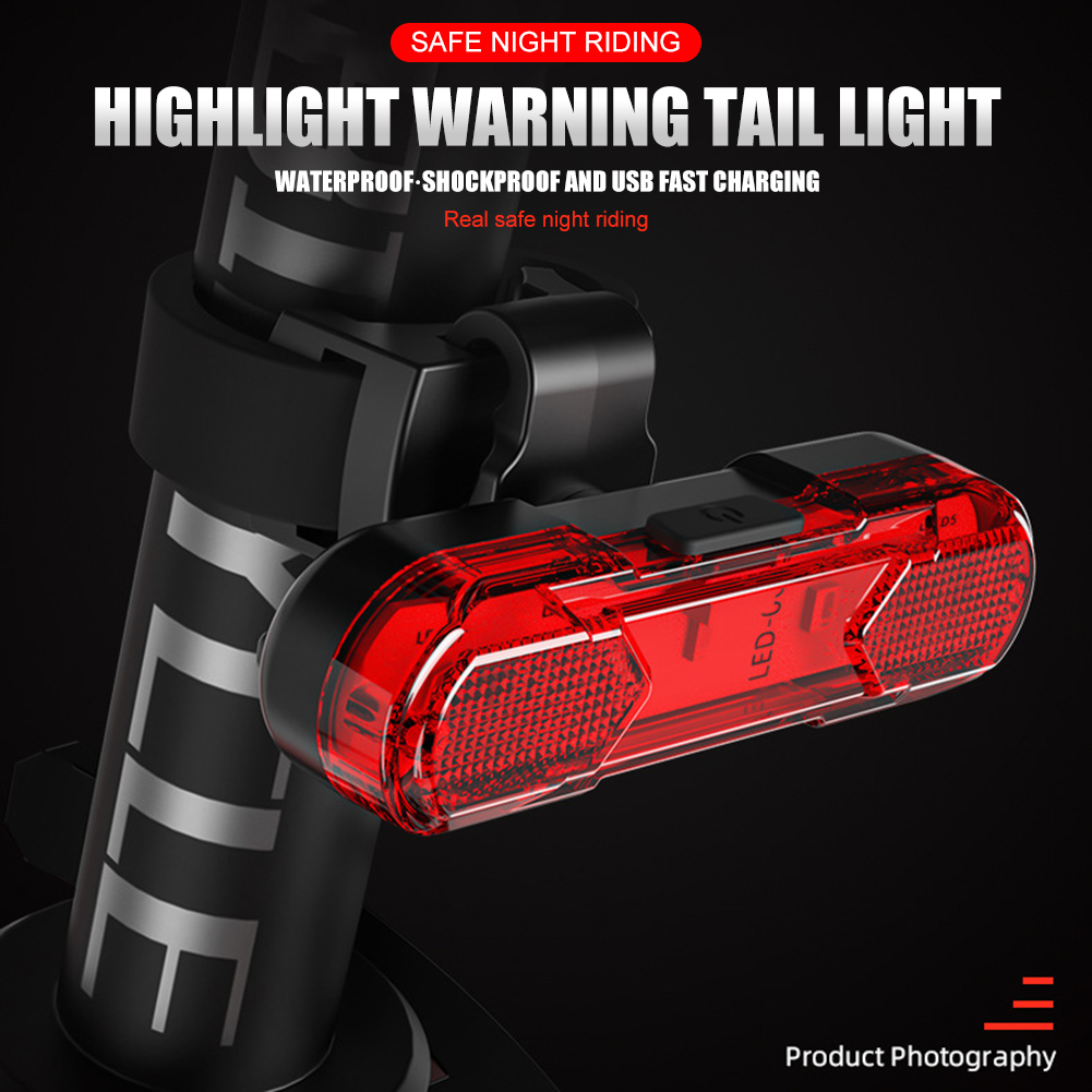 Waterproof LED Bike Light USB Rechargeable Bicycle Tail Safety Warning Light